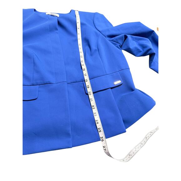 Calvin Klein Suit Blazer Blue Women's Size 18W Hidden Buttons Shoulder Pads - Picture 4 of 8